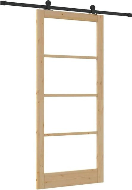 vidaXL Schiebetür ORKDAL modern in Natur und Schwarz mit Glas, Breite: 93 cm, Höhe: 211 cm - Bild 1