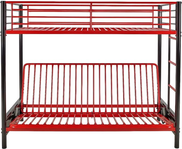 Vente-unique Hochbett Modulo aus Metall im Industriestil, Farbe Schwarz-Rot, Höhe: 198 cm - Bild 1
