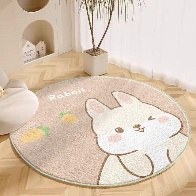 Runder Plüschteppich von Yiran Furniture im Cartoon-Design, waschbare Imitatkashmir-Fußmatte für Kinderzimmer, Wohnzimmer oder Arbeitszimmer, Durchmesser: 100 cm - Bild 1