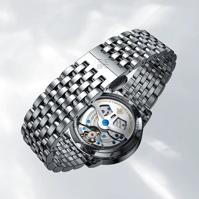 AGELOCER Armbanduhr, Automatik, Mondphase, Edelstahl, Blau, Herren - Bild 3