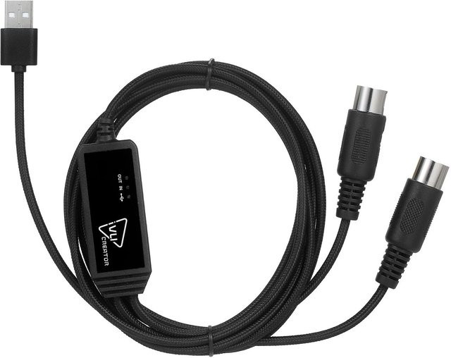 IVU CREATOR Universal MIDI zu USB Konverter Adapter, 5 Pin MIDI auf USB-C, Schwarz - Bild 1