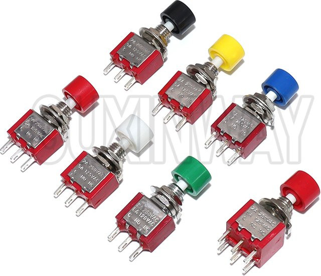 GUXINWAY 5er Set Mini Momentary Push Button Schalter mit automatischer Rückkehr, 3-Pin C-NO-NC, Gelb - Bild 1