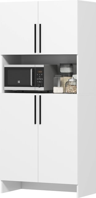 HOMCOM Küchenschrank als Hochschrank mit Mikrowellenablage und Soft-Close-Türen in Weiß, B/T/H: 79 x 40 x 175 cm - Bild 1