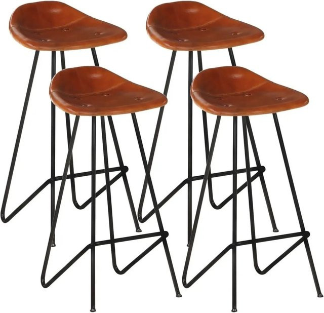 vidaXL Barhocker 4er Set aus Echtleder in Braun im Industrial Design - Bild 1