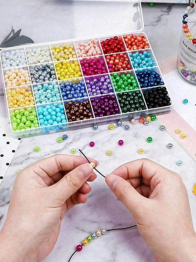 Dichtungsperlen Acryl, 6 mm, kreisförmig, verschiedene Farben - Bild 4