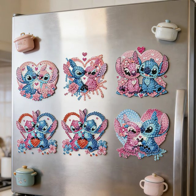 Disney Lilo & Stitch Angel Diamond Art Kühlschrankmagnet DIY Diamantmalerei in Multicolor - Bild 1