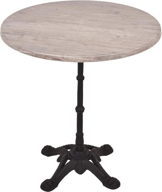 DELUKE Bistrotisch KOLLIN runder Cafétisch in Hellbraun für Innen- und Außenbereich Durchmesser: 70 cm, Höhe: 53 cm - Bild 1