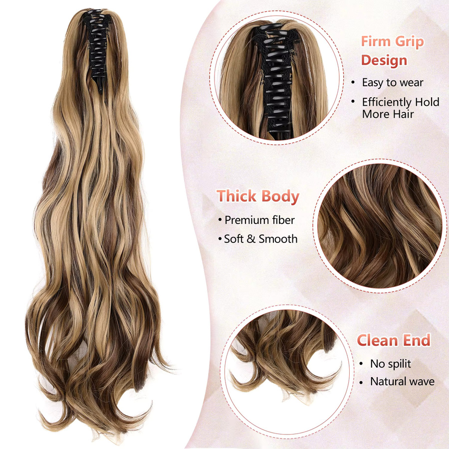 JIAMEISI Synthetische Krallen-Pferdeschwanz-Extensions, gewellt, Damen - Bild 3