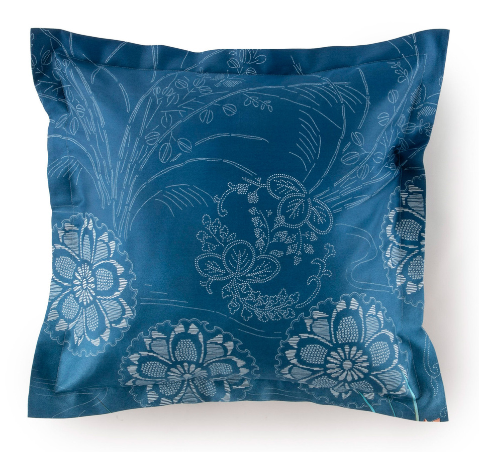 Bassetti Mako-Satin Kissenhülle BW ESPERIDI mit Reißverschluss, Farbe: Petrol, B/H: 40 x 40 cm - Bild 1