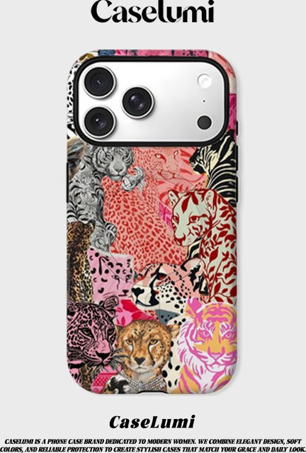 CaseLumi Matte Bumper Schutzhülle für iPhone 17 16 15 14 13 Pro Max mit MagSafe Kompatibilität Rosa Katzen-Collage - Bild 1