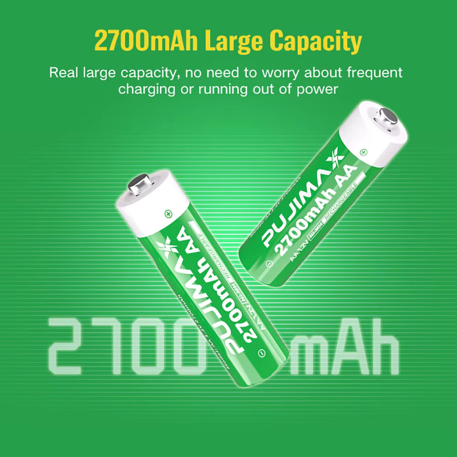 PUJIMAX AAA Akku-Set mit Ladegerät, Ni-MH wiederaufladbare Batterien, 1,2 V, 1100 mAh für Uhren, Mäuse und Spielzeug - Bild 3
