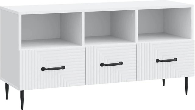 vidaXL TV-Schrank mit Schubladen in Weiß aus Holzwerkstoff, B/H/T: 102 x 50 x 34,5 cm - Bild 1