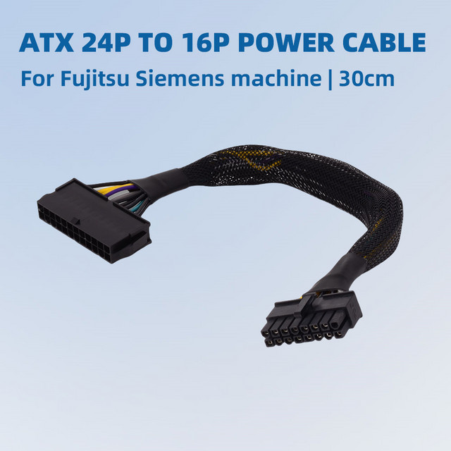 SPEEDIER ATX 24-Pin auf 16-Pin Adapter Stromkabel Schwarz, Länge: 30 cm, geeignet für Fujitsu Siemens Maschinen - Bild 1