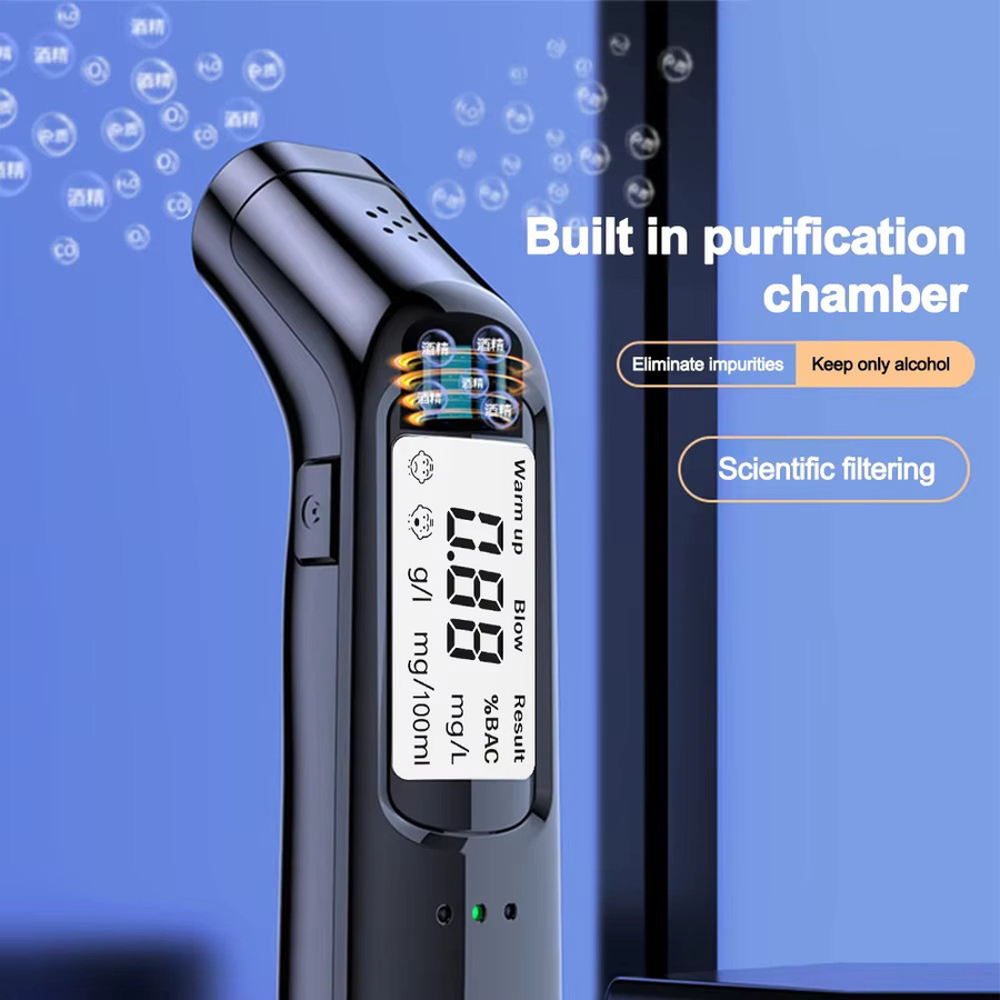 Kebidumei Berührungsloser Atemalkoholdetektor in Schwarz, Tragbarer LCD-Digital-Alkoholtester zum Aufladen - Bild 3