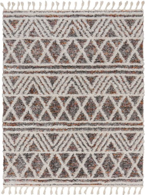 Hochflor-Teppich Mendoza im Boho-Stil mit Rautenmuster, mehrfarbig grau, B: 120 cm, T: 160 cm - Bild 1