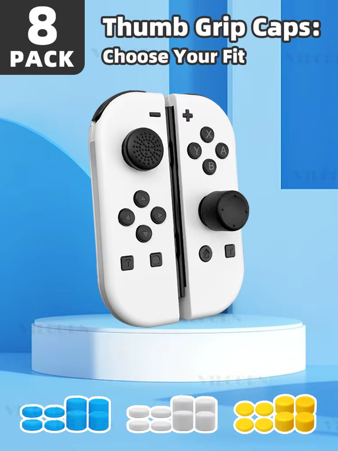 VILCORN Silikon-Joystick-Griffe in Schwarz für Nintendo Switch JoyCon, Switch OLED und Switch Lite – Erhöhte Thumbstick-Kappen für präzises Gaming - Bild 4