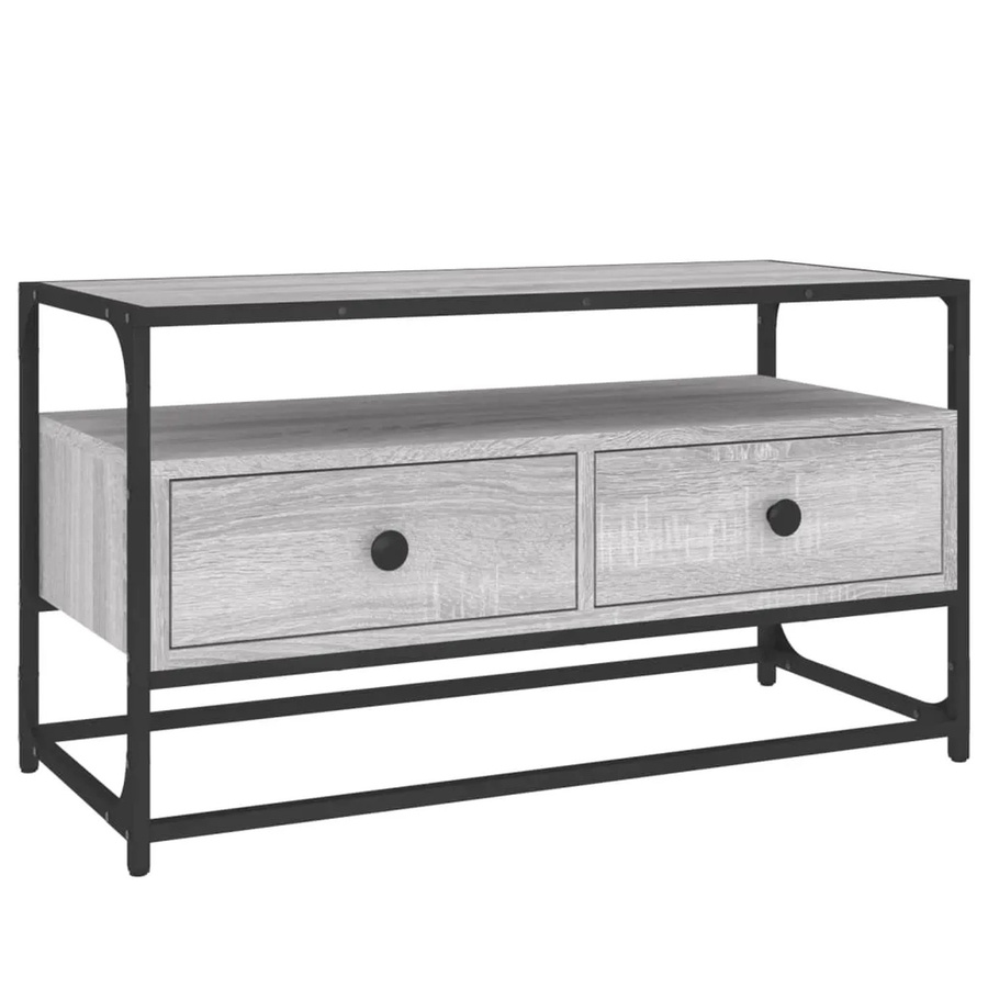 vidaXL TV-Schrank Grau Sonoma aus Holzwerkstoff und Stahl, B/T/H: 80 x 35 x 45 cm - Bild 2
