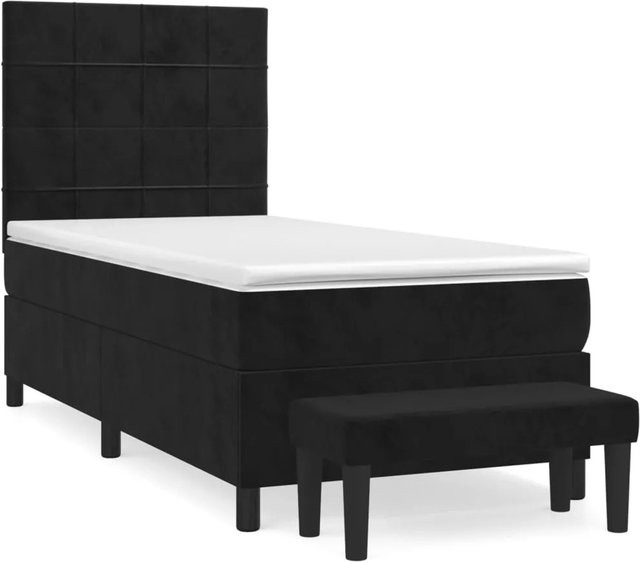 vidaXL Boxspringbett mit Matratze Schwarz Samt B/T/H: 100 x 200 x 128 cm - Bild 1