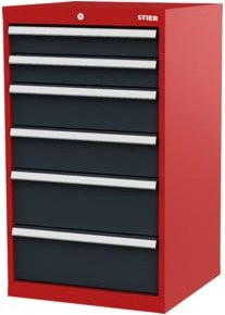 STIER Schubladenschrank mit 6 Schubladen in Rot/Anthrazitgrau, B/T/H: 60,0 x 57,5 x 102,0 cm - Bild 1