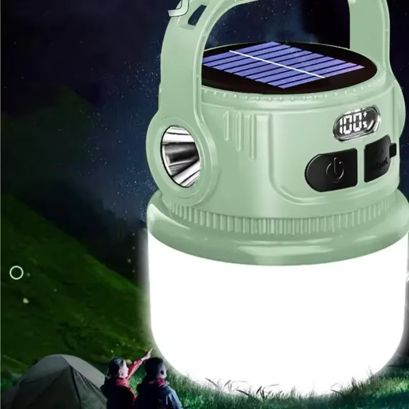 ESMARTER Solar LED Camping-Laterne, wasserdichte tragbare Taschenlampe in Weiß und Grün für Outdoor und Garten - Bild 2