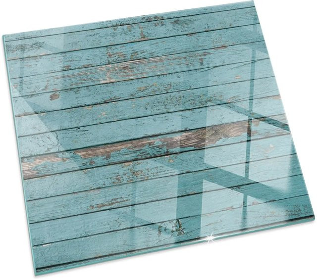 Tulup Glasplatte für Kaminöfen im rustikalen Stil, Farbe Türkis, B/T: 60 x 60 cm - Bild 1
