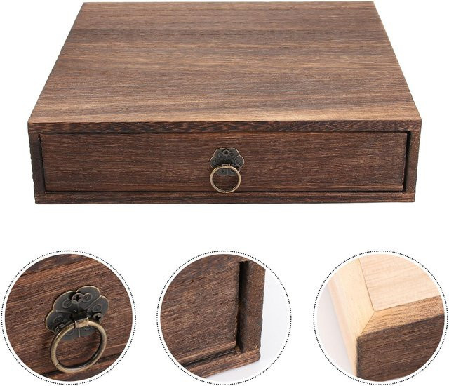 Binchi Vintage Teebox aus Holz und Bambus in Braun, B/T/H: 23 x 5,5 x 2,15 cm - Bild 1
