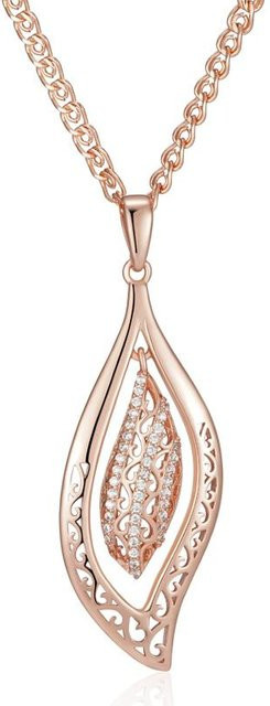 Kienl Anhängerkette, Roségoldfarben, Kristallblume, Naturzirkon, Damen - Bild 1
