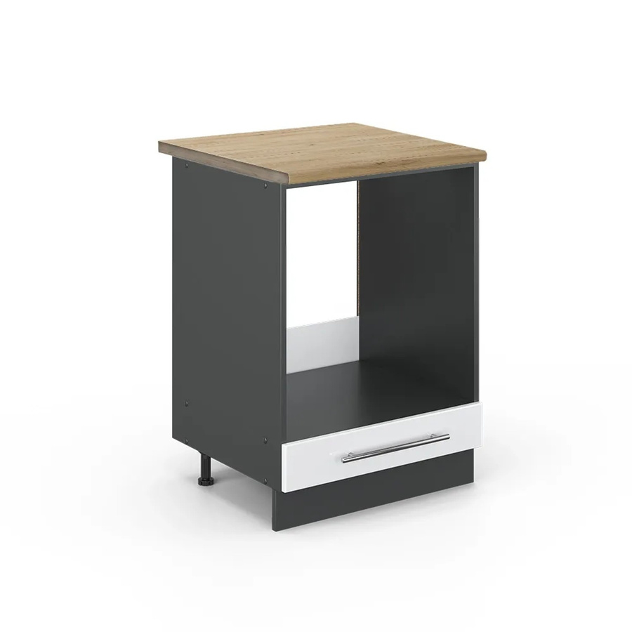 Vicco Herdbauschrank Fame-Line Küchenschrank in Weiß Hochglanz und Anthrazit mit Eiche-Optik, B/T/H: 60 x 60 x 82 cm - Bild 2