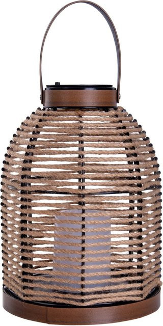 Näve LED-Solarleuchte Korbinian in Natur und Beige mit Dämmerungssensor für Garten und Terrasse, H x B x T: 29 x 21 x 21 cm - Bild 1
