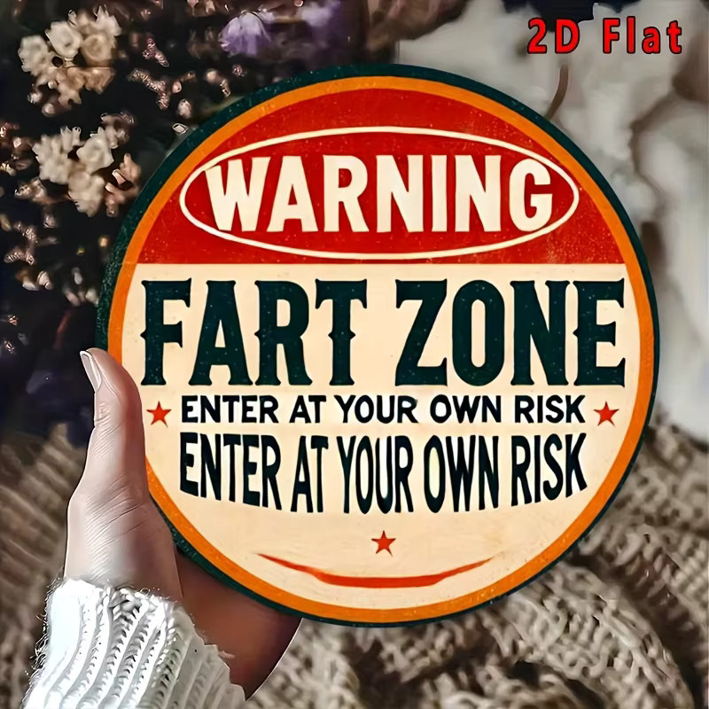 Rundes Metall-Warnschild Potdemiel Fart Zone im Vintage-Stil mit Typografie in Rot - Bild 5
