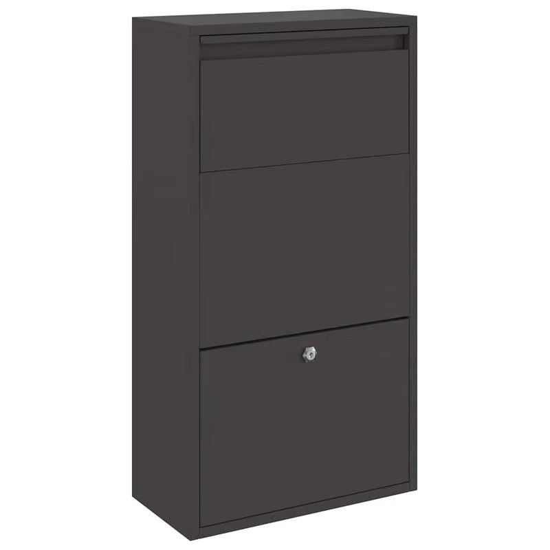Moderner Paketbriefkasten aus Stahl in Schwarz mit Paketfach und Stauraum für den Außenbereich, H x B x T: 82 x 44 x 22 cm - Bild 2