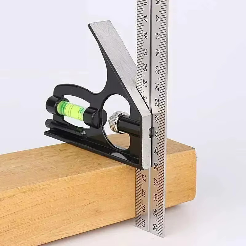 Präzises Winkel-Quadrat-Messwerkzeug-Set aus Edelstahl und Aluminium in Silber, verstellbare Kombinationswasserwaage, Breite: 30,5 cm - Bild 2