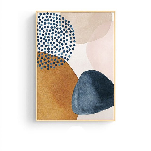 TPFLiving Leinwandbild Nordic Art Abstrakte Formen in Braun, Beige und Blau, B: 40 cm, H: 60 cm - Bild 1