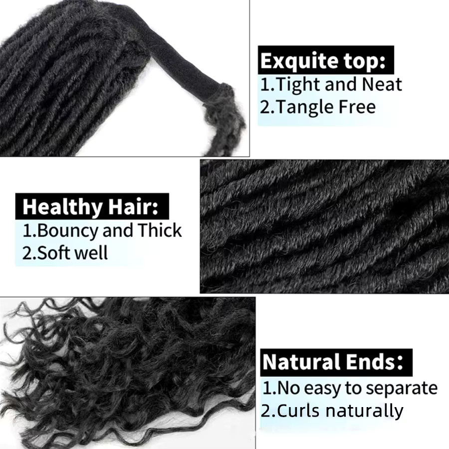 URmeili Clip-in Dreadlock-Ponytail-Extensions Faux Locs, Damen - Bild 2
