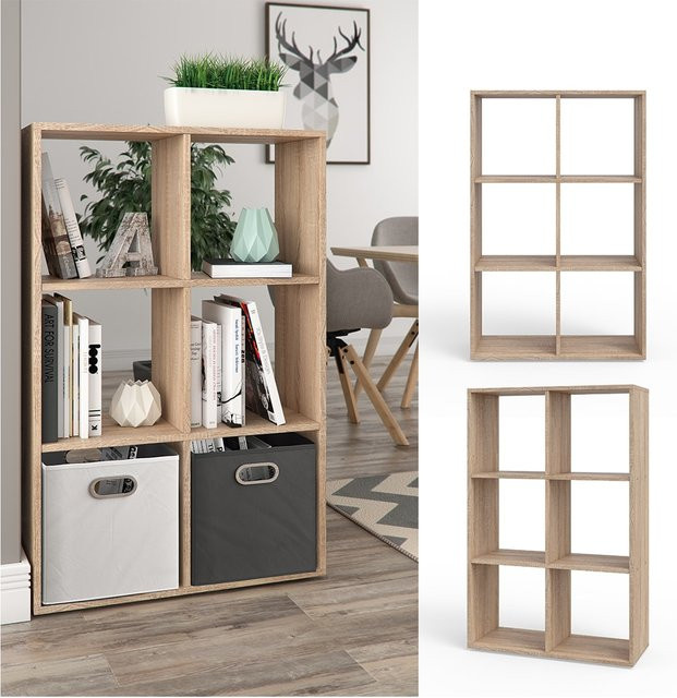 Vicco Raumteiler Bücherregal Sonoma Braun mit 6 Fächern - Bild 1