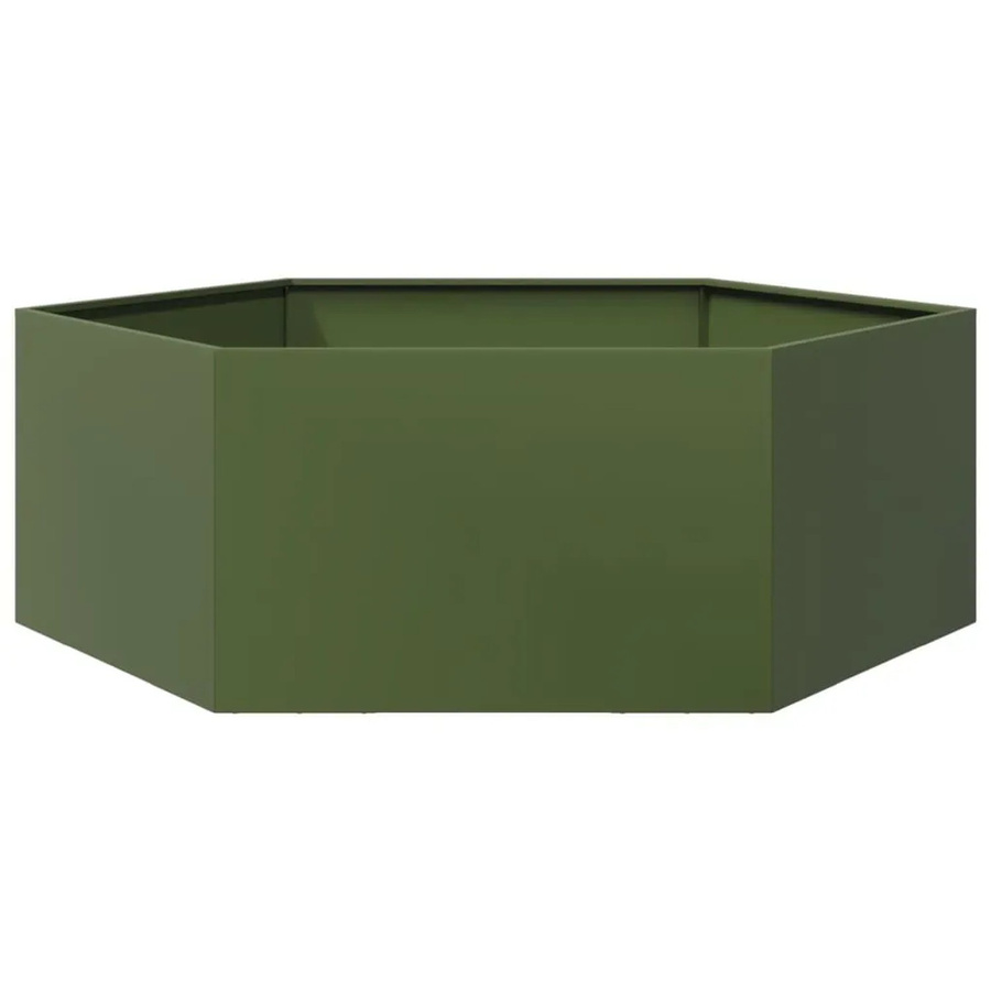 vidaXL Pflanzkübel Sechseckig in Olivgrün aus Stahl für den Garten oder Gemüsebeet B: 138 cm, T: 120 cm, H: 45 cm - Bild 2