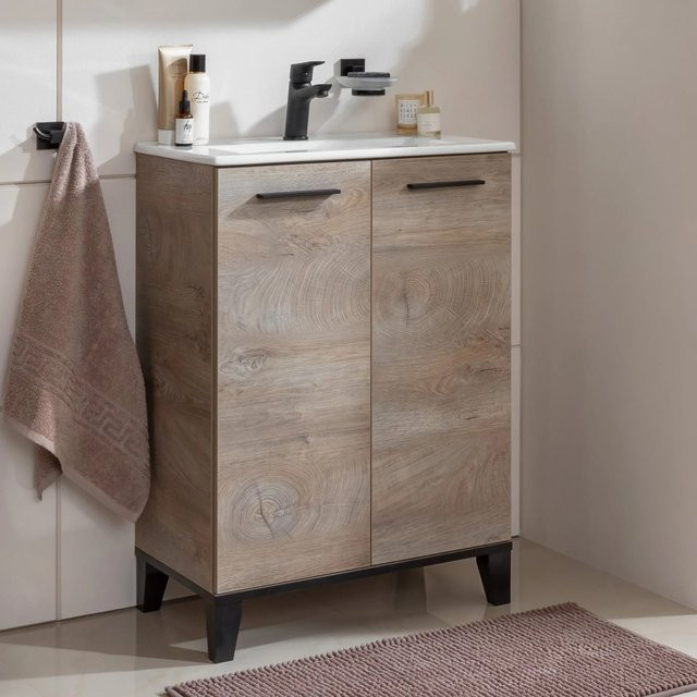 Fackelmann Badmöbel-Set TE-A mit Keramik-Waschbecken in Nature Oak, B/T/H: 61,2 x 40 x 86,4 cm - Bild 1
