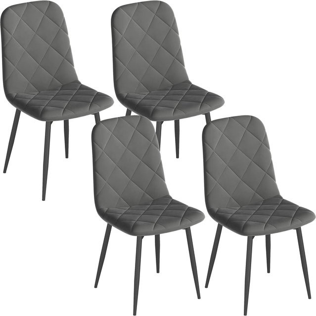 HOMCOM Esszimmerstuhl aus Polyester und Stahl in Grau mit modernem Design und Steppung, B/T/H: 54 x 45 x 87 cm - Bild 1