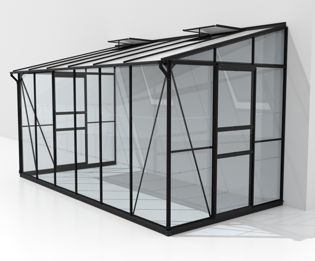 Vitavia Anlehn-Gewächshaus Ida 7800 Schwarz mit Polycarbonat und Einscheiben-Sicherheitsglas, 7,8 m² - Bild 2