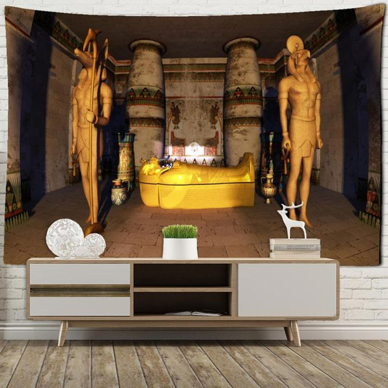 Super Six Wandteppich Altes Ägypten Pharao im Boho-Stil, mehrfarbig, B: 95 cm, H: 70 cm - Bild 1
