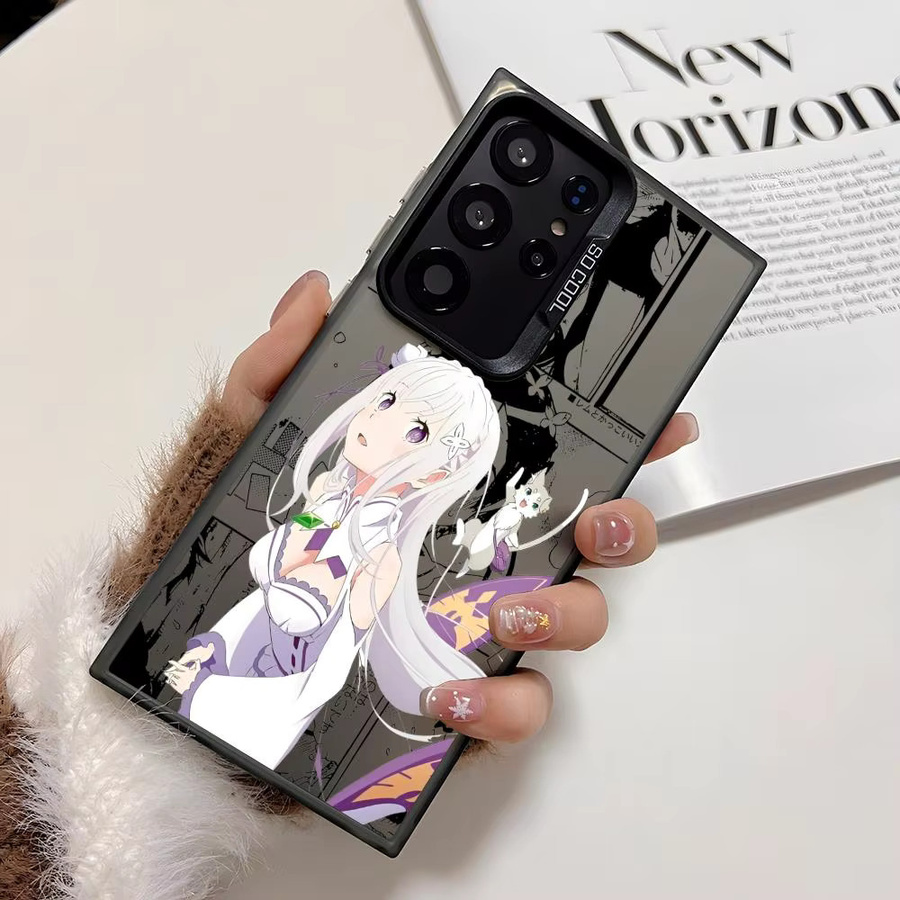 Anime Handytasche R-Re Z-Zeros für Samsung Galaxy S25 Edge S24 S23 S22 S21 S20 Ultra aus Silikon in Silber - Bild 1