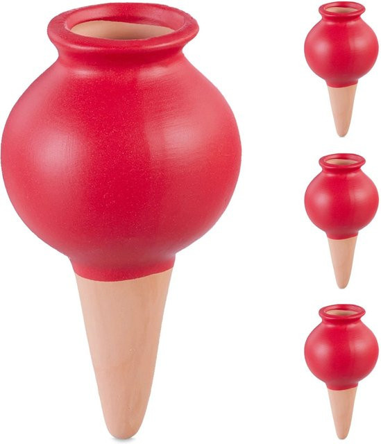 Relaxdays Tonkegel aus Keramik in Rot, 4er Set, Höhe: 12 cm, Durchmesser: 6 cm - Bild 1