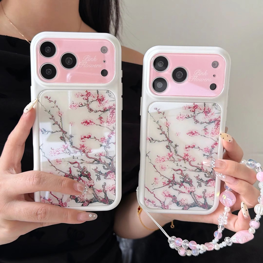 Handyhülle mit chinesischer Tuschemalerei und Pflaumenblüten für Apple iPhone 14 15 16 17 Pro Max, stoßfeste Acryl und TPU Hülle mit Lanyard, mehrfarbig - Bild 4