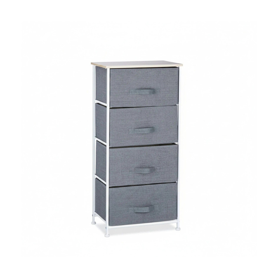 Relaxdays Regalsystem in Grau mit 4 Schubfächern aus Stahl, Stoff und MDF, B/T/H: 95 x 45 x 30 cm - Bild 2