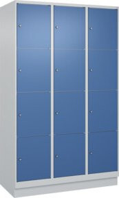 C+P Schließfachschrank Classic PLUS mit Sockel und 3 Abteilen, Farbe: Grau und Blau (RAL 5023 Fernblau), B/T/H: 120 x 50 x 195 cm - Bild 1