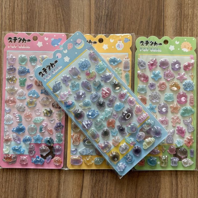 3D-Kristall-Pop-Seal-Aufkleber von RecordingYourLife Store, 4 Blatt Packung, Kawaii Schreibwaren in Multicolour für Scrapbooking und Journaling - Bild 1