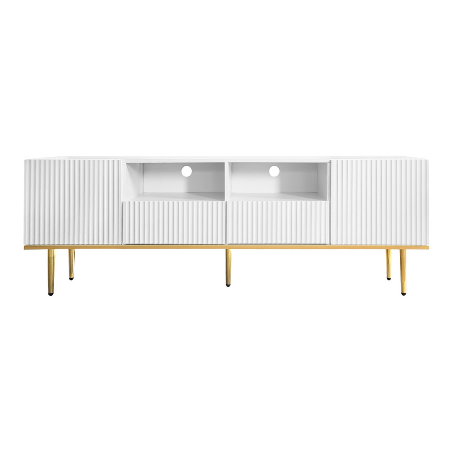 Moderner Fernsehschrank Aosom in Weiß mit goldenen Verzierungen und Stauraum, B/T/H: 165 x 36 x 55 cm - Bild 2