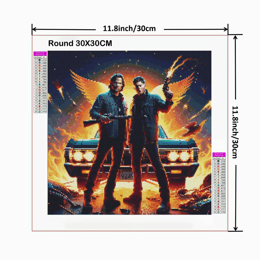 YUTTEE 5D DIY Diamantmalerei Mosaik Set Supernatural TV Serie Horror Thema Strass Stickerei Kit Multicolour - Bild 2