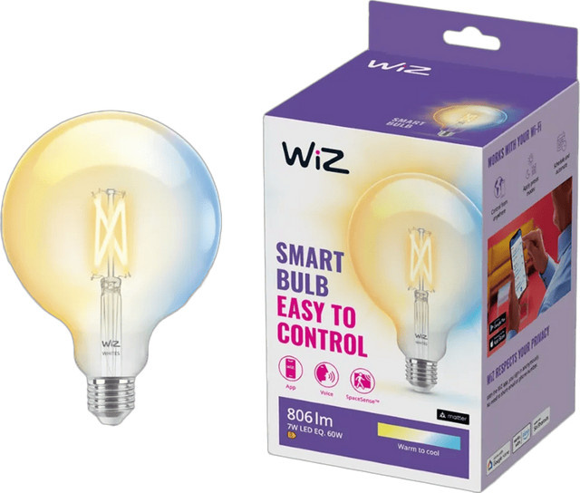 WiZ XL LED Filamentlampe Globe in Transparent mit E27 Sockel und CCT Farbtemperatursteuerung - Bild 1