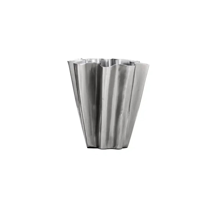 House Doctor Vase Flood in Silber gebürstet im industriellen Look aus Metall, Höhe: 13 cm - Bild 1